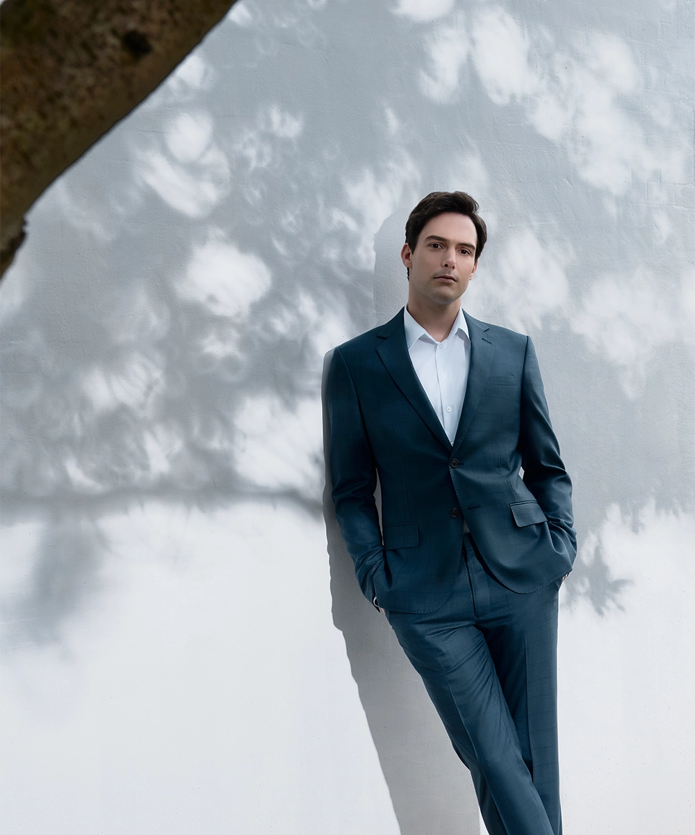 SUPEU150S 藍格紋 成套西裝