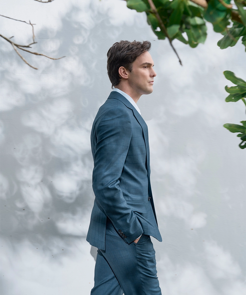 SUPEU150S 藍格紋 成套西裝