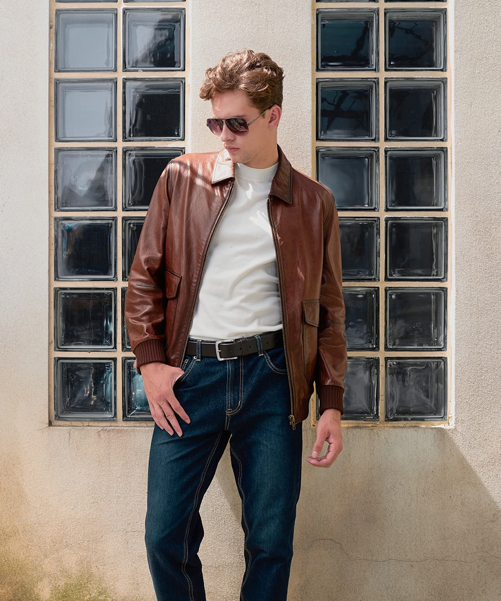 布勞森 皮外套 咖/黑