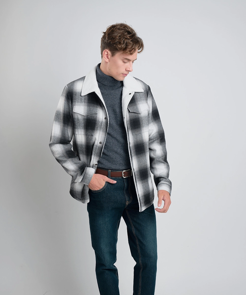 格紋襯衫式外套