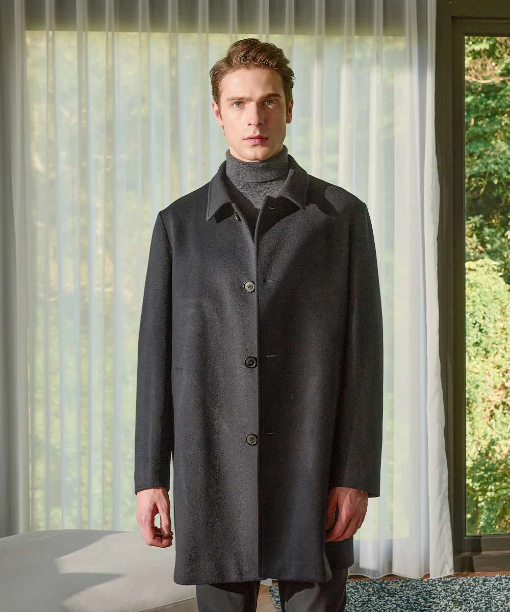 100% 喀什米爾羊毛大衣 黑/藏青