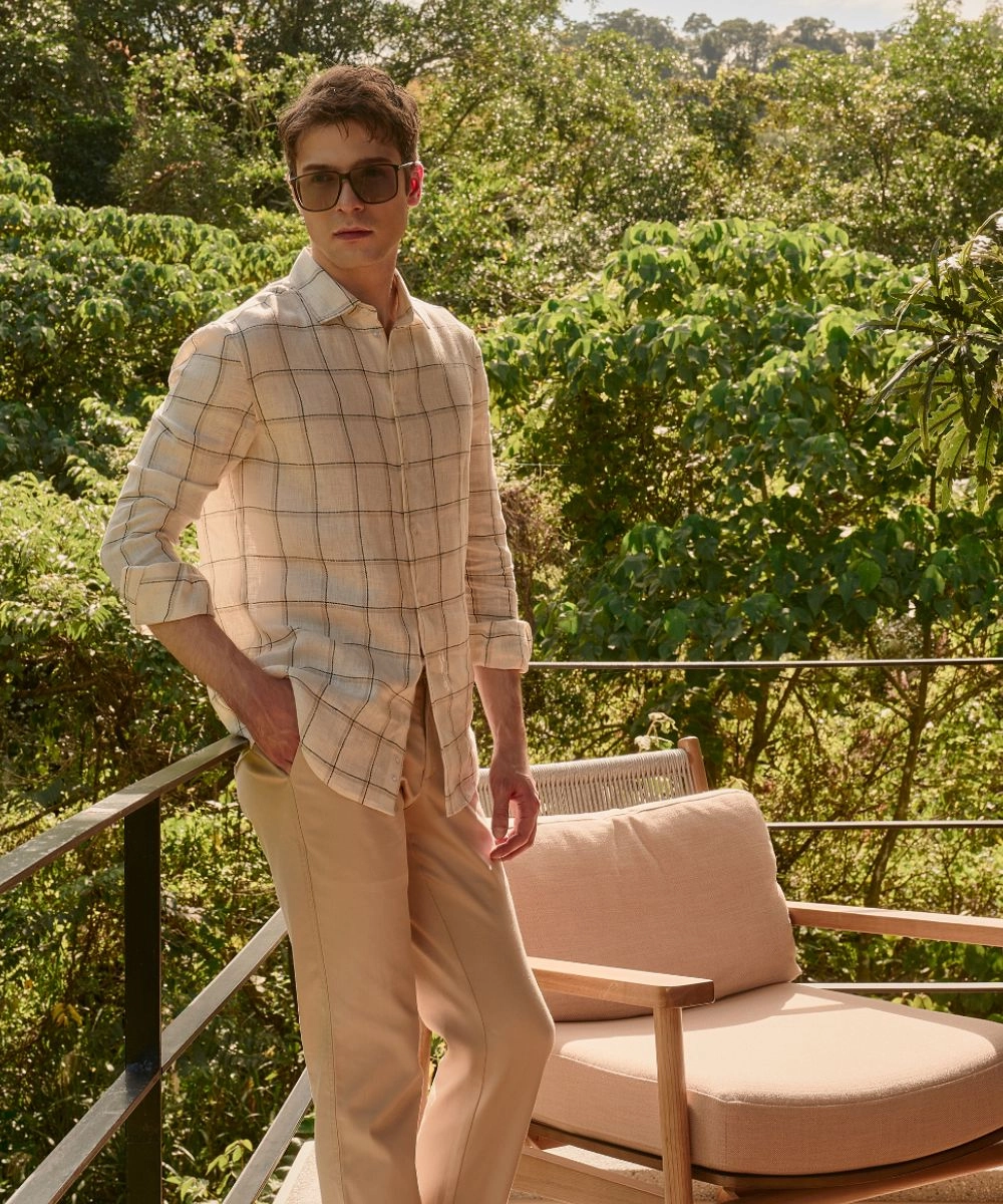 白格紋 休閒襯衫